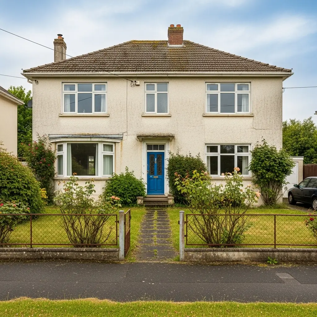 Desinfektion der Fassade gegen Algen und Moos Vorher - B&B Objektsanierung GmbH Rostock